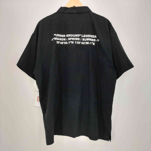 レジェンダ LEGENDA 青薔薇刺繍 ハーフジップ S/S シャツ メンズ FREE