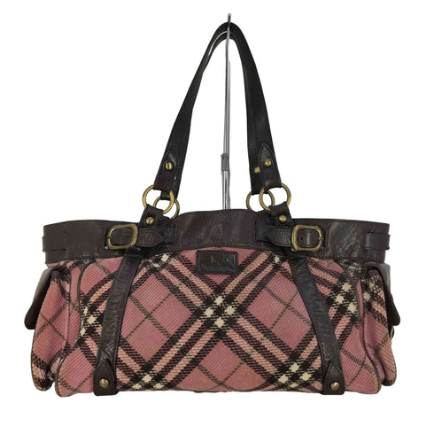 バーバリーブルーレーベル BURBERRY BLUE LABEL コーデュロイ ノバチェック 素材切替 ハンド トートバッグ レディース