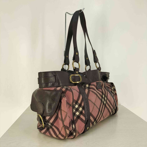 バーバリーブルーレーベル BURBERRY BLUE LABEL コーデュロイ ノバチェック 素材切替 ハンド トートバッグ レディース