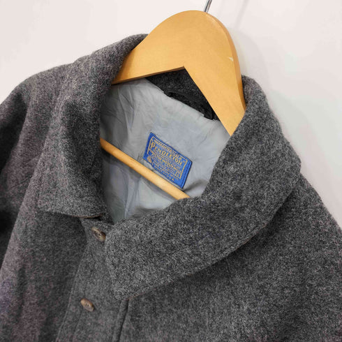 ペンドルトン PENDLETON 70S MADE IN USA エルボーパッチ Thinsulate ダブルジップ ウールハーフコート メンズ import:L