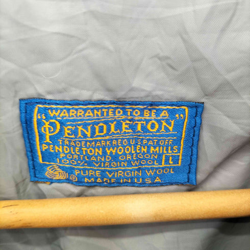 ペンドルトン PENDLETON 70S MADE IN USA エルボーパッチ Thinsulate ダブルジップ ウールハーフコート メンズ import:L