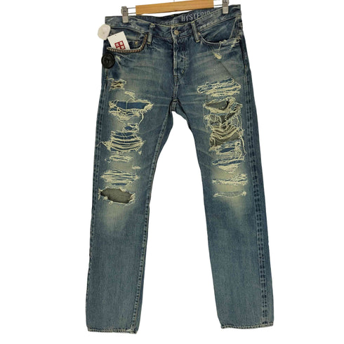 ヒステリックグラマー HYSTERIC GLAMOUR 13AW クラッシュ加工 スタッズ ダメージ デニム パンツ メンズ 34