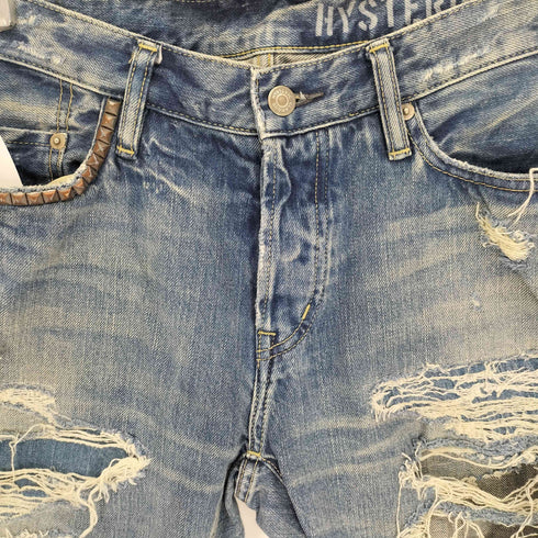 ヒステリックグラマー HYSTERIC GLAMOUR 13AW クラッシュ加工 スタッズ ダメージ デニム パンツ メンズ 34