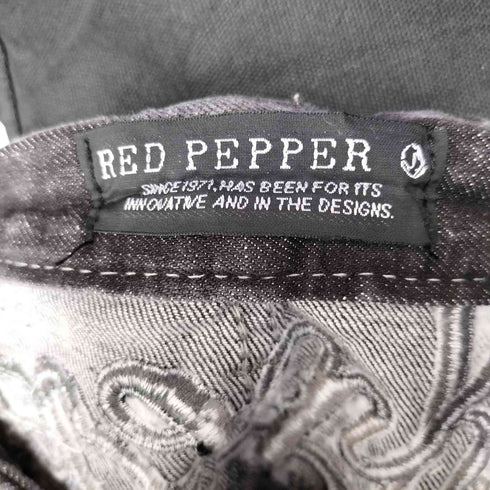 RED PEPPER バック ロゴ スカル ドクロ 刺繍 ブラック デニム パンツ Y2K メンズ 34