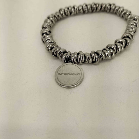 エンポリオアルマーニ EMPORIO ARMANI STEEL ロゴメダルチャーム シルバーブレスレット メンズ
