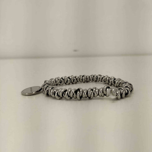エンポリオアルマーニ EMPORIO ARMANI STEEL ロゴメダルチャーム シルバーブレスレット メンズ