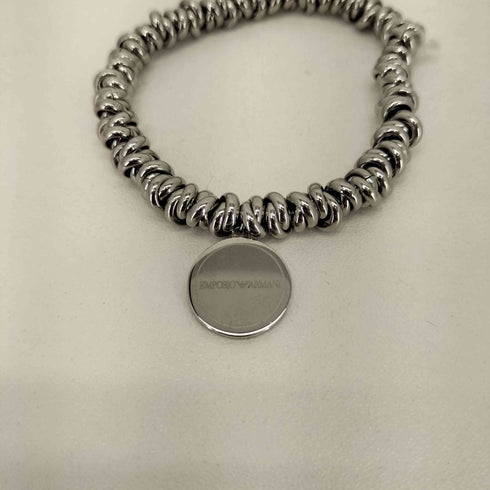 エンポリオアルマーニ EMPORIO ARMANI STEEL ロゴメダルチャーム シルバーブレスレット メンズ