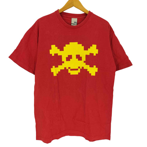 ステューシー Stussy 00S USA製 銀タグ ドット スカル バック ロゴ プリント S/S Tシャツ メンズ import:L