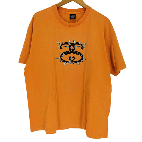 ステューシー Stussy 90S USA製 紺タグ 後期 スタッズ SS リンク プリント S/S Tシャツ メンズ import:XL