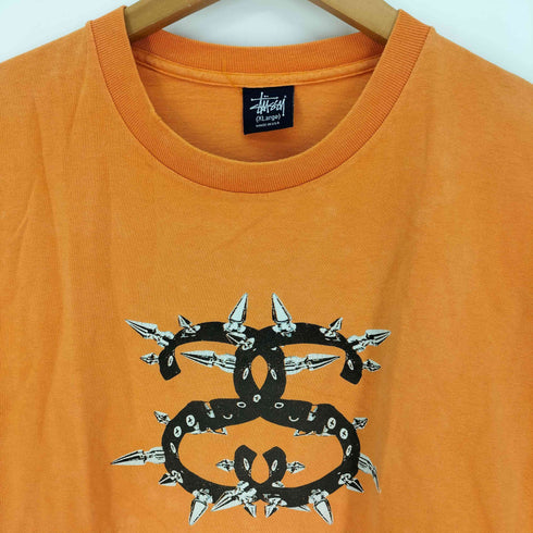 ステューシー Stussy 90S USA製 紺タグ 後期 スタッズ SS リンク プリント S/S Tシャツ メンズ import:XL