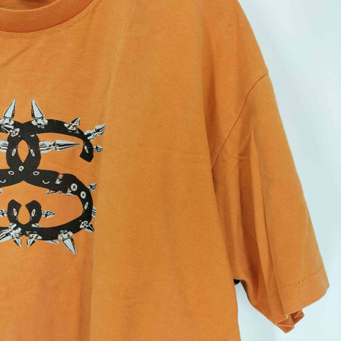 ステューシー Stussy 90S USA製 紺タグ 後期 スタッズ SS リンク プリント S/S Tシャツ メンズ import:XL