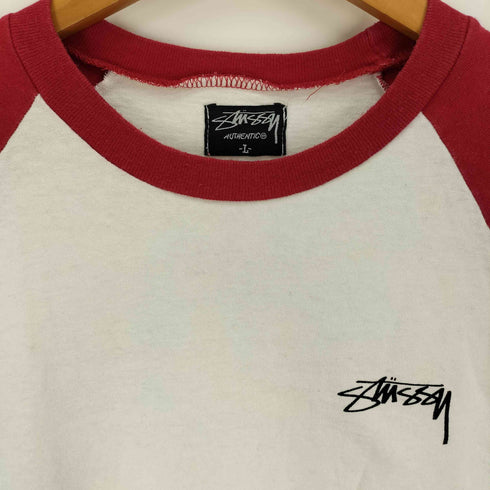 ステューシー Stussy 00S AUTHENTIC バック ラスタカラー サークルロゴ プリント ラグランスリーブ Tシャツ メンズ import:L