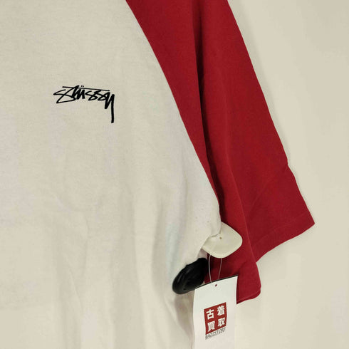 ステューシー Stussy 00S AUTHENTIC バック ラスタカラー サークルロゴ プリント ラグランスリーブ Tシャツ メンズ import:L