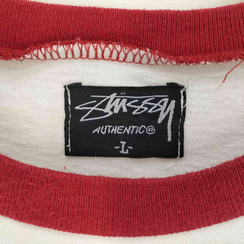 ステューシー Stussy 00S AUTHENTIC バック ラスタカラー サークルロゴ プリント ラグランスリーブ Tシャツ メンズ import:L