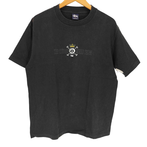 ステューシー Stussy 90S USA製 紺タグ 中期 クラウンスカル プリント S/S Tシャツ メンズ import:L