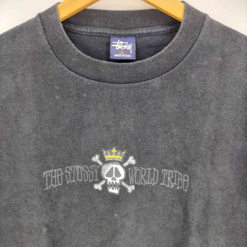 ステューシー Stussy 90S USA製 紺タグ 中期 クラウンスカル プリント S/S Tシャツ メンズ import:L