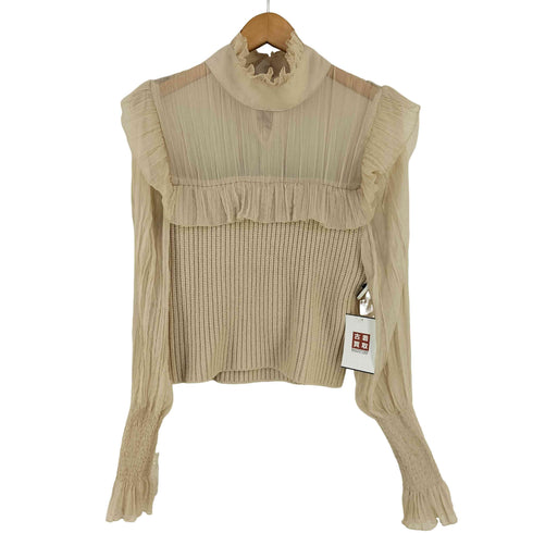 ザラ ZARA コントラストニットセーターシャツブラウス レディース import:L