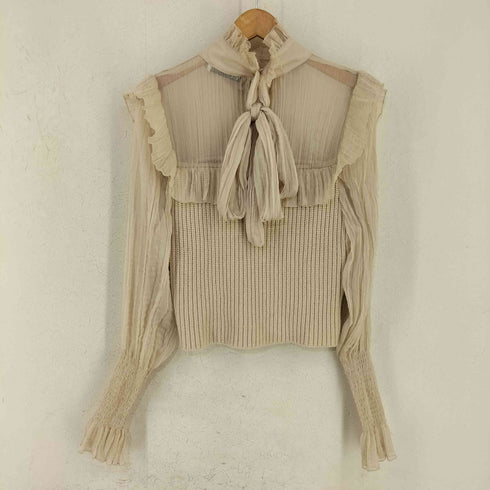 ザラ ZARA コントラストニットセーターシャツブラウス レディース import:L