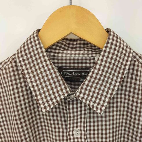 シアーズ Sears 80-90S ポリ コットン チェック S/S シャツ メンズ import:L
