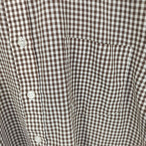 シアーズ Sears 80-90S ポリ コットン チェック S/S シャツ メンズ import:L