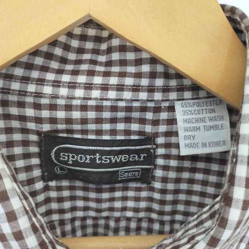 シアーズ Sears 80-90S ポリ コットン チェック S/S シャツ メンズ import:L