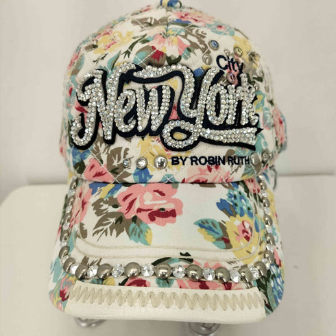ROBIN RUTH 総柄 スワロフスキー 6パネルキャップ レディース