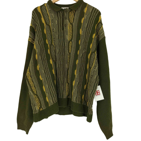 ペルーシュ Perushu 袖 ロゴ 刺繍 3D ニット L/S ポロシャツ メンズ JPN:M