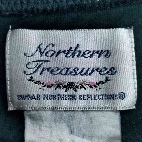 Northern Treasures クリスマスツリー 猫 アニマル プリント レイヤード ネック スウェット メンズ