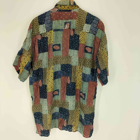 ロバートストック ROBERT STOCK 総柄 パッチワーク S/S シルク シャツ メンズ import:XL