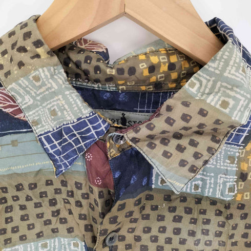 ロバートストック ROBERT STOCK 総柄 パッチワーク S/S シルク シャツ メンズ import:XL