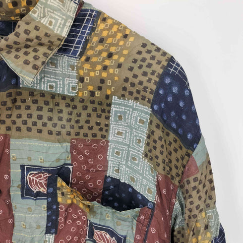 ロバートストック ROBERT STOCK 総柄 パッチワーク S/S シルク シャツ メンズ import:XL