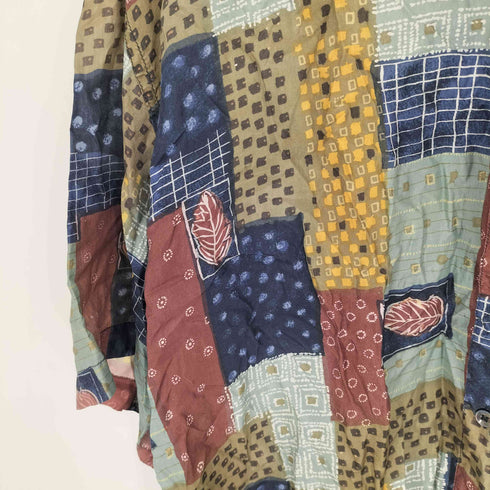 ロバートストック ROBERT STOCK 総柄 パッチワーク S/S シルク シャツ メンズ import:XL