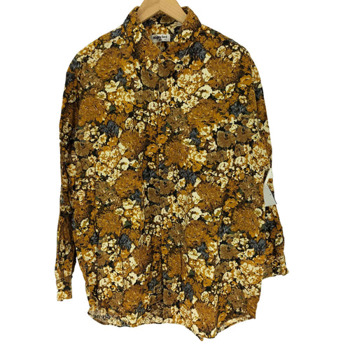Mighty-lord 花 総柄 L/S シャツ ビッグサイズ 猫目ボタン メンズ 2L