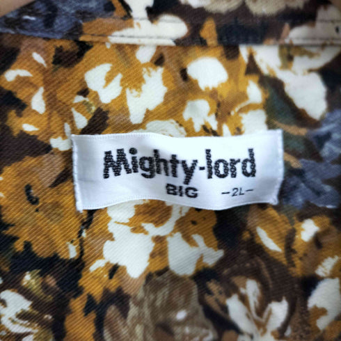 Mighty-lord 花 総柄 L/S シャツ ビッグサイズ 猫目ボタン メンズ 2L