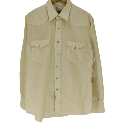 ラングラー Wrangler 70S USA製 PERMANENT PRESS LONG TAILS 襟芯 総柄 織り スナップボタン ウエスタン シャツ メンズ 17-35