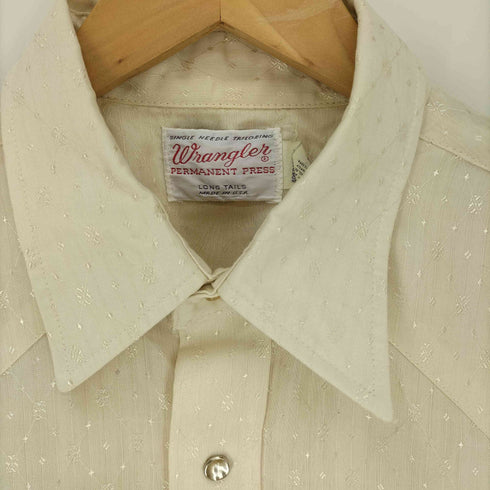 ラングラー Wrangler 70S USA製 PERMANENT PRESS LONG TAILS 襟芯 総柄 織り スナップボタン ウエスタン シャツ メンズ 17-35