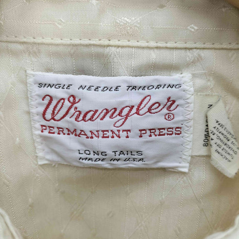 ラングラー Wrangler 70S USA製 PERMANENT PRESS LONG TAILS 襟芯 総柄 織り スナップボタン ウエスタン シャツ メンズ 17-35
