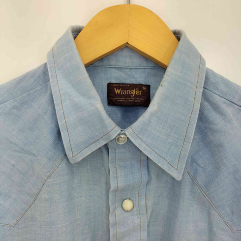 ラングラー Wrangler 80s USA製 茶タグ シャンブレーウエスタンシャツ メンズ import:M