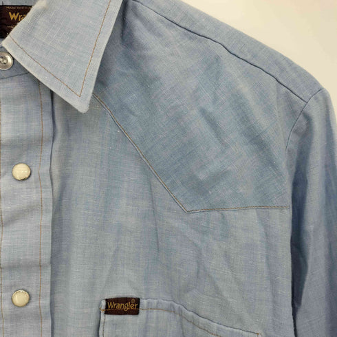 ラングラー Wrangler 80s USA製 茶タグ シャンブレーウエスタンシャツ メンズ import:M