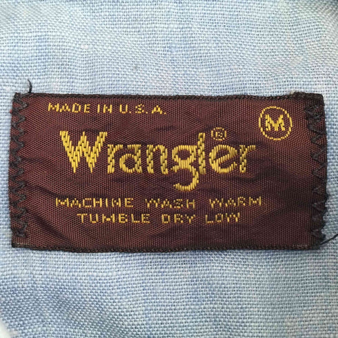 ラングラー Wrangler 80s USA製 茶タグ シャンブレーウエスタンシャツ メンズ import:M