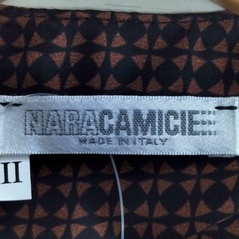 ナラカミーチェ NARACAMICIE サテン幾何プリントフリル長袖ブラウス レディース 3