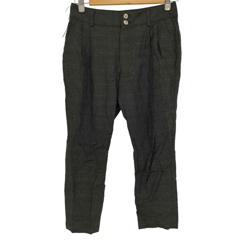 バーバリーブルーレーベル BURBERRY BLUE LABEL グレー チェック 2タック レーヨン混 アンクル テーパード パンツ レディース EUR:36