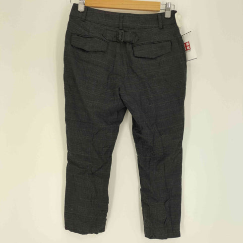 バーバリーブルーレーベル BURBERRY BLUE LABEL グレー チェック 2タック レーヨン混 アンクル テーパード パンツ レディース EUR:36