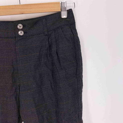 バーバリーブルーレーベル BURBERRY BLUE LABEL グレー チェック 2タック レーヨン混 アンクル テーパード パンツ レディース EUR:36