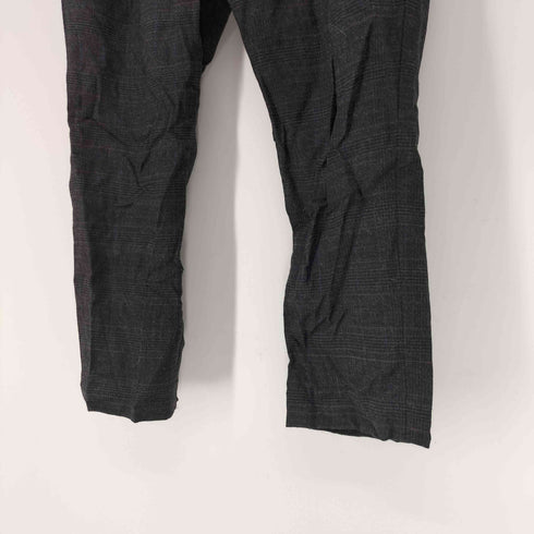 バーバリーブルーレーベル BURBERRY BLUE LABEL グレー チェック 2タック レーヨン混 アンクル テーパード パンツ レディース EUR:36