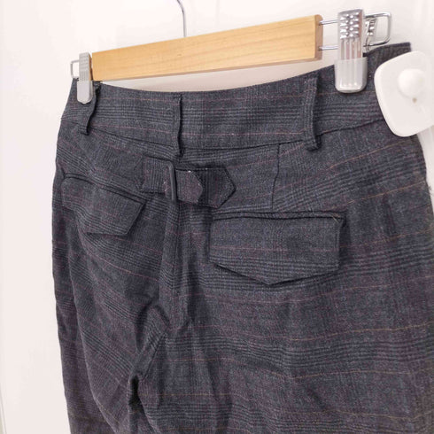 バーバリーブルーレーベル BURBERRY BLUE LABEL グレー チェック 2タック レーヨン混 アンクル テーパード パンツ レディース EUR:36