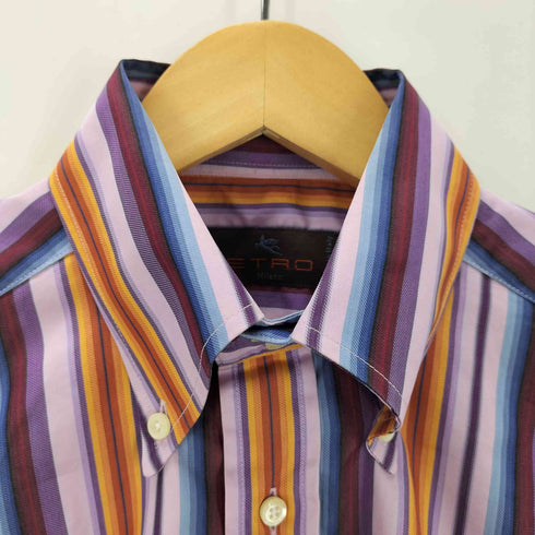 エトロ ETRO イタリア製 マルチストライプ ボタンダウン 長袖シャツ メンズ