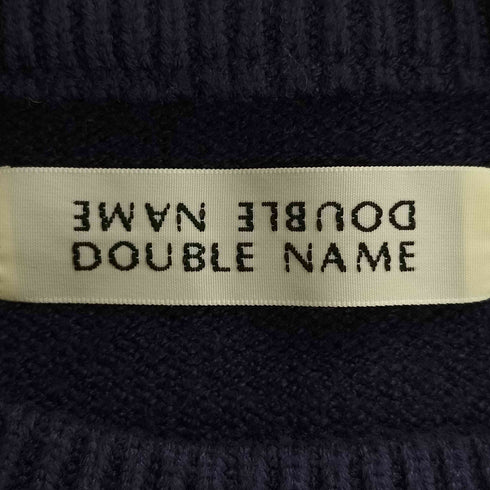 ダブルネーム DOUBLE NAME ミニ恐竜ワッペンもちもちジャガードニットプルオーバー メンズ FREE