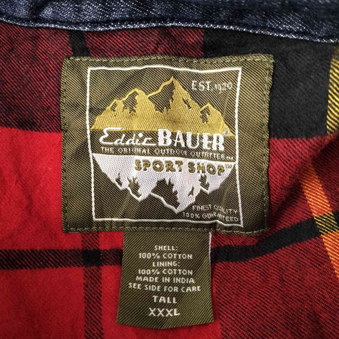 エディーバウアー Eddie Bauer 裏地チェックデニムシャツ メンズ XXXL