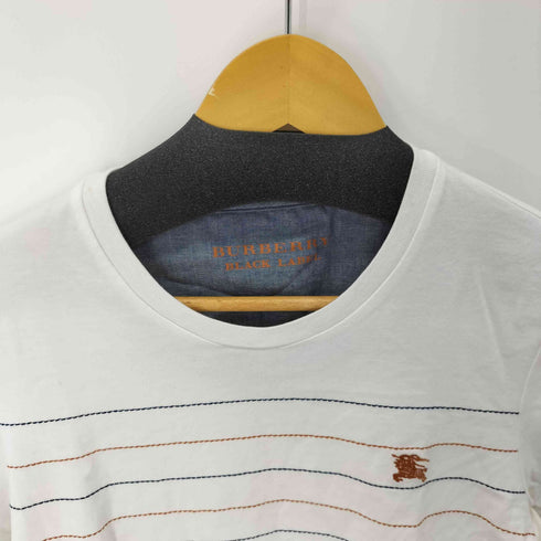 バーバリーブラックレーベル BURBERRY BLACK LABEL ロゴボーダー刺繍カットソー メンズ JPN:2